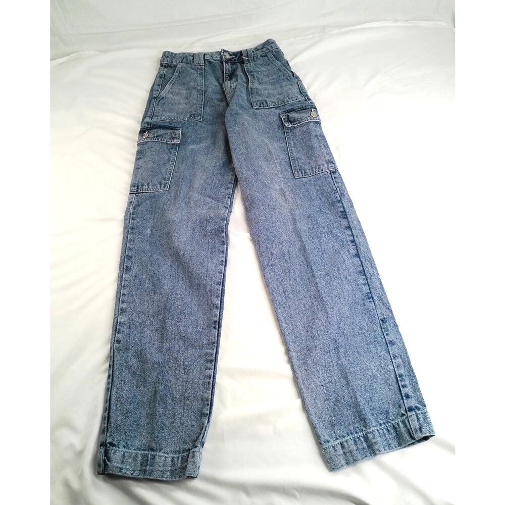 Harper Heritage High Rise Straight Cargo Jeans Women's Size 26 Blue